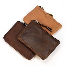 Carteras Top de cuero genuino para Hombre, Cartera Retro hecha a mano para Hombre, Cartera Real duradera para Hombre, cartera para Hombre para mujer