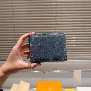 Wallets Top Luxe ontwerper Blue Denim Clamshell Wallet -serie Victorine Classic Interior Card Slot Ladies Pass Pocket Pocket Travel Card Holder Coin 12 cm