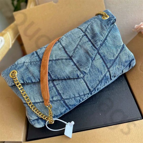 Portefeuilles vintage Blue Jean Puffer Crossbodybody Bag Designer Cowgirl Style Luxurious Handbags avec bandoulière rétro