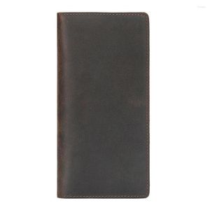 Portefeuilles Vintage Pochette Homme Long Portefeuille Cowhide Hommes Anti-vol Swipe Card Magnétique Porte-monnaie