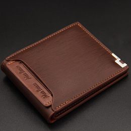 Billeteras Vintage para hombre, billetera de cuero, monederos cortos y delgados para hombre, Clip para dinero, precio de dólar, Portomonee Carteria, triangulación de envíos