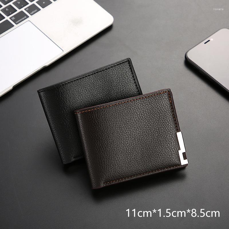 Wallets Vintage Men's Wallet Leather Short Slim Male Purses Money Holders Luxury Fashion Pure Color Foldable