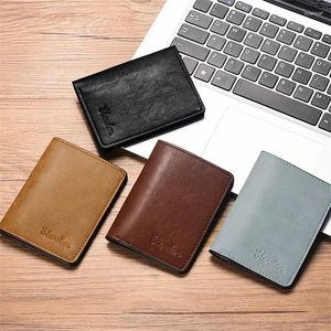 Portefeuilles vintage PU Leather pour hommes courts de cartes à cartes multiples de portefeuille Horizontal Soft Money Clip Business Pocket Pocket
