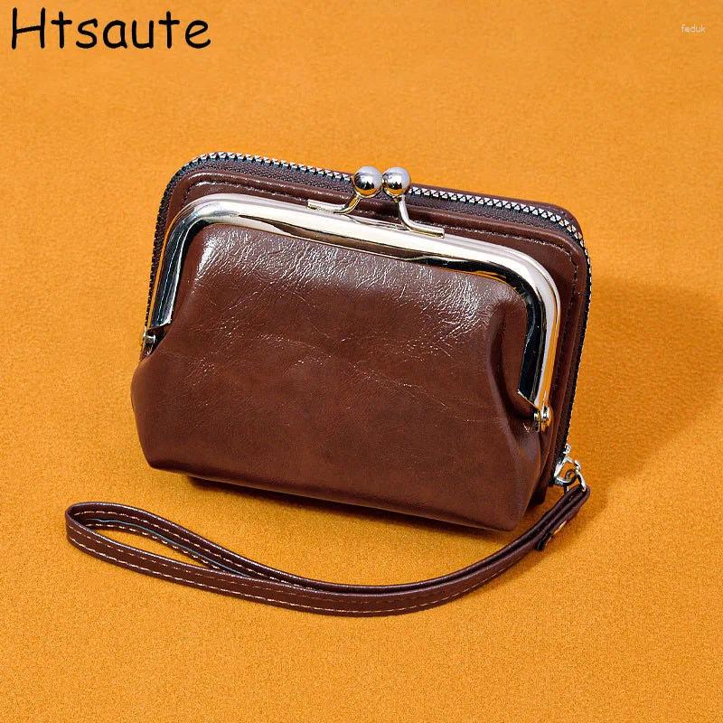 Wallets Vintage Women Wallet PU Leather Card Holder Clutch Gilrs Coin Purse High Quality Fashion Short Hasp