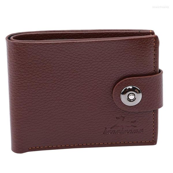 Billeteras Monedero de cuero para hombre Bolso de mano corto para hombre Bolso de dinero de color sólido de alta calidad portátil