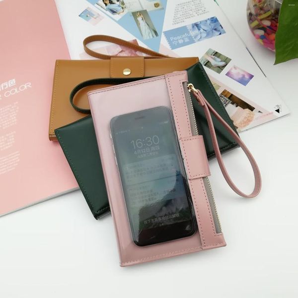 Portefeuilles portefeuille téléphone portable sac antivol arrière clair écran tactile pochette en cuir femmes filles dame Mini FS99