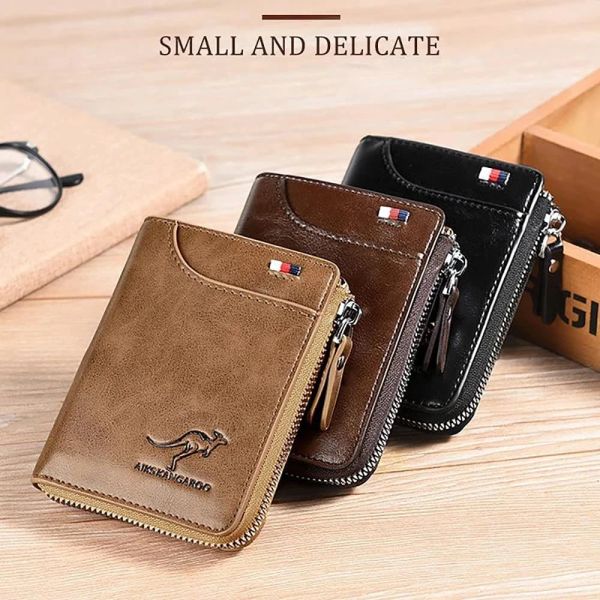 Portefeuille portefeuille vintage Business Kangaroo Credit Carte Holder Case Antithefft Cutch Courte-cuir Men de grande capacité pour hommes