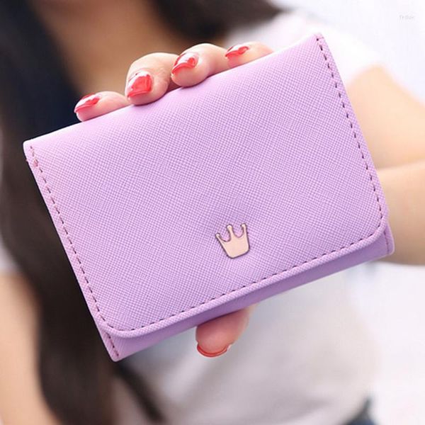 Billeteras para mujer, Mini monedero decorado con corona corta para mujer, monedero pequeño de cuero PU para mujer, tarjetero 172