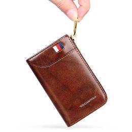 Portefeuilles williampolo mode authentine cuir men wallet zipper hash conception petite pièce de monnaie porte-carte portefeuille portefeuille