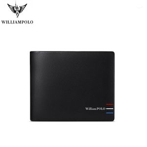 Portefeuilles Williampolo Portefeuille en cuir véritable Hommes Slim Card Holder Bifold Multi Business Case Slots Haute Capacité Ultra-mince1