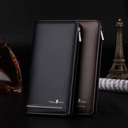 Billeteras Williampolo Willet Men Long Men Rfid Genuine Leather Phone Purso Gran capacidad Fashion Zipper HaSp2561