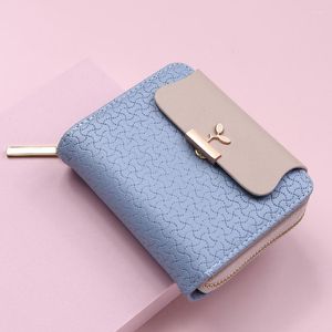 Portefeuilles femmes sac à main feuille boucle embrayage Design de mode étudiant en cuir Mini pièce femme carte portefeuille
