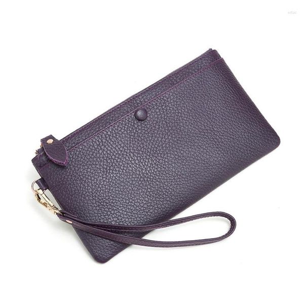 Portefeuille portefeuille féminin dames longues en cuir authentique sac de téléphone mobile sac à main pour femmes pour femmes.