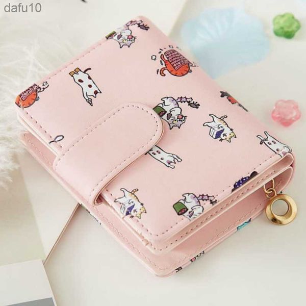 Carteras de mujer con estampado de dibujos animados, bolsas de dinero para mujer, Mini bolsas Kawaii rosa dulce, monedero, tarjetero, moda para chicas, plegable, nuevo L230704