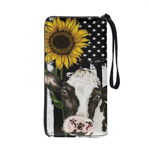 Wallets vrouwen voor mobiele telefoon zonnebloem puppy lederen handtas zakelijk/casual koppels hoogwaardige portemonnee pochette femme