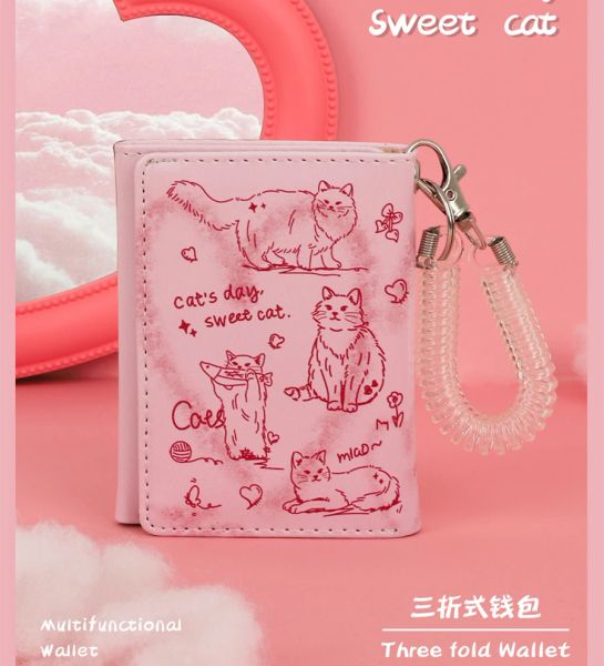 Portefeuilles femmes kawaii portefeuille de chat mignon fille rose sacs argent sac à main