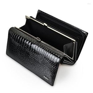 Portefeuilles femmes luxe en cuir véritable Long portefeuille à deux volets Alligator Zip porte-monnaie femme porte-carte moraillon concepteur embrayage marque