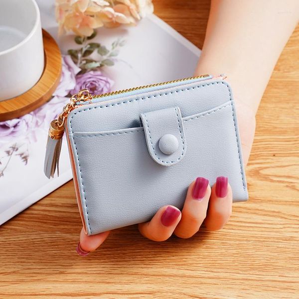 Carteras Monedero para mujer Todo en uno Llano Corto Estudiante Plegable Multifunción Bolsa de embrague Accesorios de flecos con moneda con cremallera