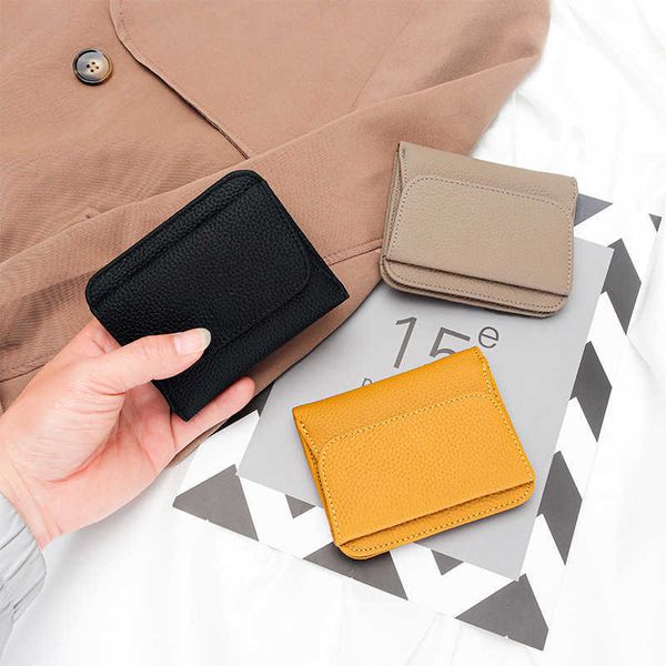 Billeteras para mujeres billetera corta mini bolso de cuero real hembra pequeña carteras de cambio de tarjetas con bolsillo de monedas para niñas bolsas de dinero cartera g230327