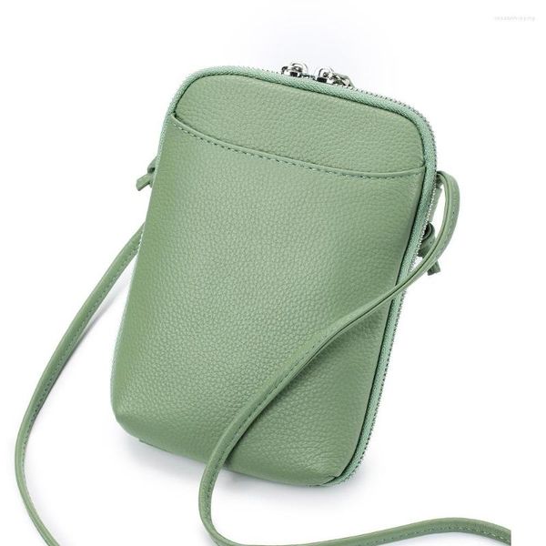 Carteras pequeñas para mujer, bolsos de hombro tipo bandolera de cuero genuino, bolso de bolsillo para teléfono móvil, cartera para mujer, tarjetero, cartera Messenger J59