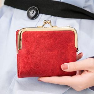 Wallets Women's Wallet Short Coin Purse With Zipper Lock Pu Leather Female Purses Mini Small Card Holders Money Bags