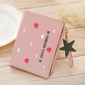 Portefeuilles Women Small Wallet Ladies Mini Tassel Purse Cute Girl Korte ritssluiting Lovely Pu Leather Female Hand 2023