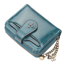 Portefeuilles Wallets en portemonnees PU Leather Money Bag vrouwelijke korte HASP Purse Small Coin Card Holders Blue Red Clutch New Women Walletl230303