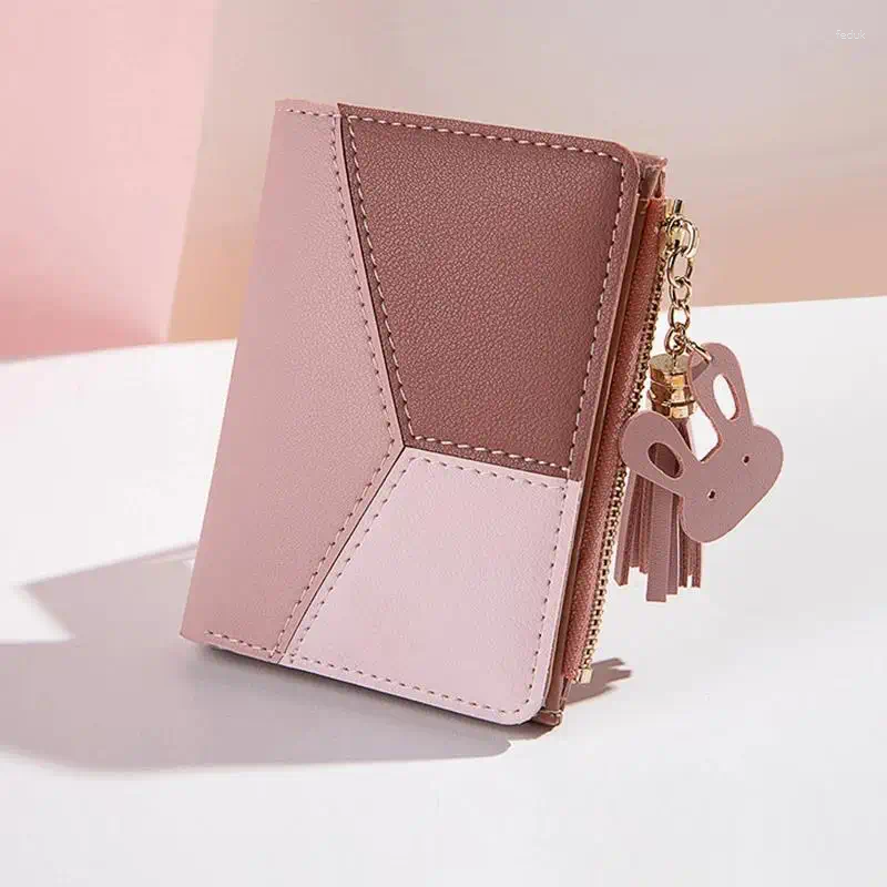 Wallets Women Zipper Student Joint Contrast Color Tassels Purse High Quality For Femme Simple Ladies Short Wallet