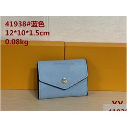 Carteras Yq Mujeres Corto Mini Hasp Plegable Lychee Patrón PU Cuero Bolsa Original Número de Serie Monedero Bolso Monedero Titulares Shoder 195L