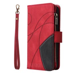 Portefeuille portefeuille à fermeture éclair pour OPPO A93 A73 A53S A33 A92S A72 A52 A32 A9 A5 2020 A16 A15S A12 A11 A7 A5S Flip Leather Phone Cover Téléphone