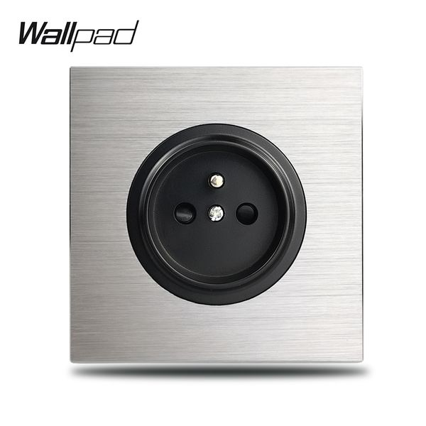 Wallpad gris l6 single 16a mur français schéma électrique argent plaque en aluminium 1 gang sort de courant en métal brossé