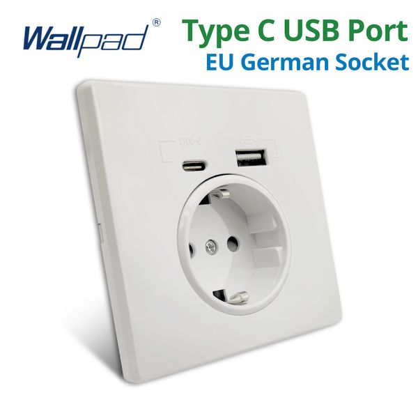 Panneau d'écran de type C de Type-C Mur de panneau en plastique blanc EU Russie Espagne Sobet standard allemand avec port USB Port 5V 2100mA