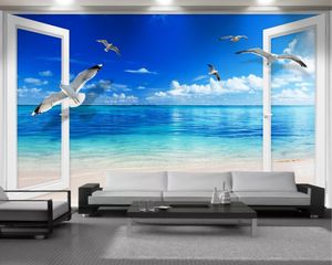 Behang 3d vliegende zeemeeuwen mooie 3d zeegezicht behang indoor tv achtergrond wanddecoratie muurschildering behang