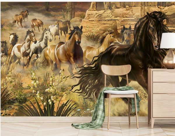 papel pintado para las paredes 3 d para vivir caballo pintado a mano habitación fondos de pantalla aceite animal moderna de la pintura de la pared de fondo