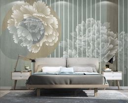 behang muurschildering aangepaste muur decor papel parede 3d nieuwe Chinese stijl bloem klassieke kunst tv -achtergrond muur muurschilderingen voor woonkamer slaapkamer