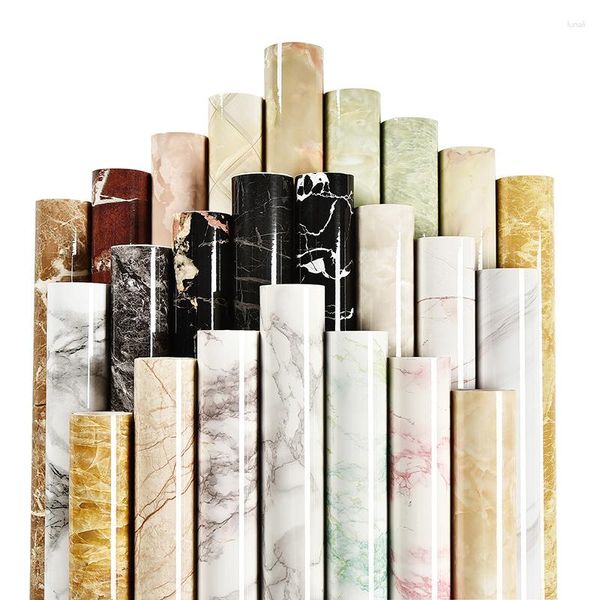 Papiers peints 10 mètres d'épaisseur papier peint auto-adhésif motif de marbre autocollants cuisine étanche et résistant à l'huile armoire comptoir meubles Re