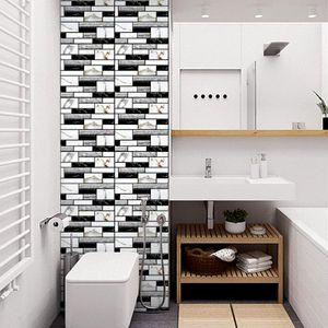 Fondos de pantalla 10 unids/set 3D PVC blanco negro ladrillo grano pegatinas de pared papel mármol piedra papel tapiz efecto rústico autoadhesivo decoración del hogar