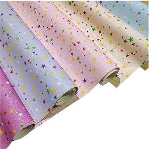 Fonds d'écran 100M 1.38M Papier peint à paillettes imprimé étoiles colorées CLXX Tissu PU Cuir