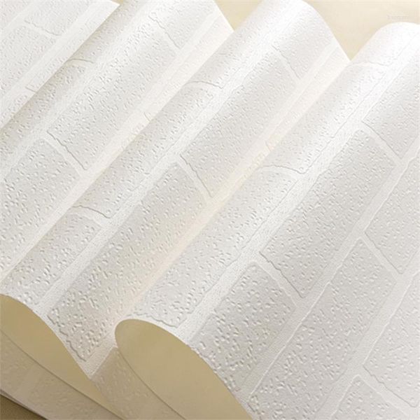 Fonds d'écran 10M 3D Imitation Brique Pvc Blanc Décor À La Maison Papier Peint Fond Stickers Muraux Papier Stéréo Bricolage Pour Salon