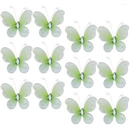 Fondos de pantalla 12 PCS Línea metálica Apliques de mariposa Retiquetos adornos Mesh Decorations Nylon Butterflies Crafts