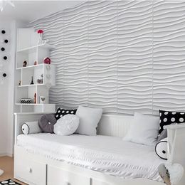 Fondos de pantalla 12pcs 30x30 cm 3d paneles de pared de PVC Panel impermeable para la sala de estar Corredor de baño Corredor Decoración de dormitorios para el hogar