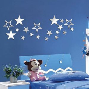 Wallpapers 19pcs/set ster acryl spiegel muur sticker mozaïek spiegel oppervlakte wandstickers diy wandsticker home ornamenten decor wallpaper 230505