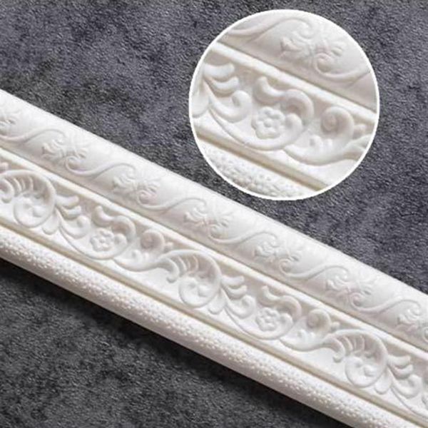 Fonds d'écran 2 3M Blanc Papier peint Bordure Peel et Stick Mur imperméable auto-adhésif miroir frontières décor pour cuisine salle de bainWallp294G