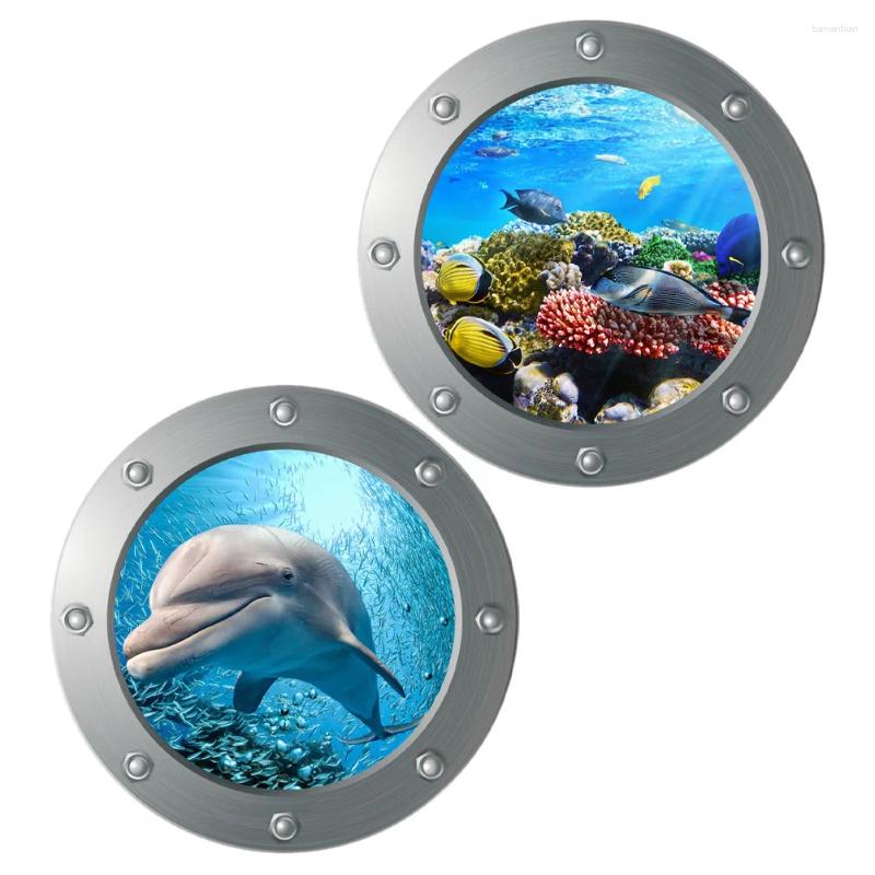 Fonds d'écran 2 pcs Dolphin Room Decor Papier peint Sea Life sous l'océan Thème Chambre Stickers Enfant