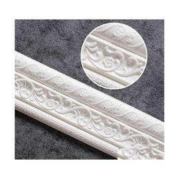 2. Blanc Papier Peint Bordure Peler Et Coller Mur Étanche Auto-adhésif Miroir Bordures Décor Pour Cuisine Salle De Bainswallpapers Dhcu4