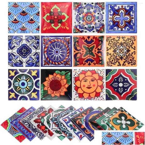 Fonds d'écran 24 feuilles Vintage Tile Borders Tiles Planchers Planchers Mexican PVC Alimentation étanche à la maison Dhvys Dhvys