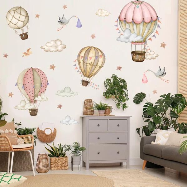 Fonds d'écran 2pcs dessin animé ballon d'air nuages stickers muraux salon fille fond chambre autocollant décoratif papier peint ms6304