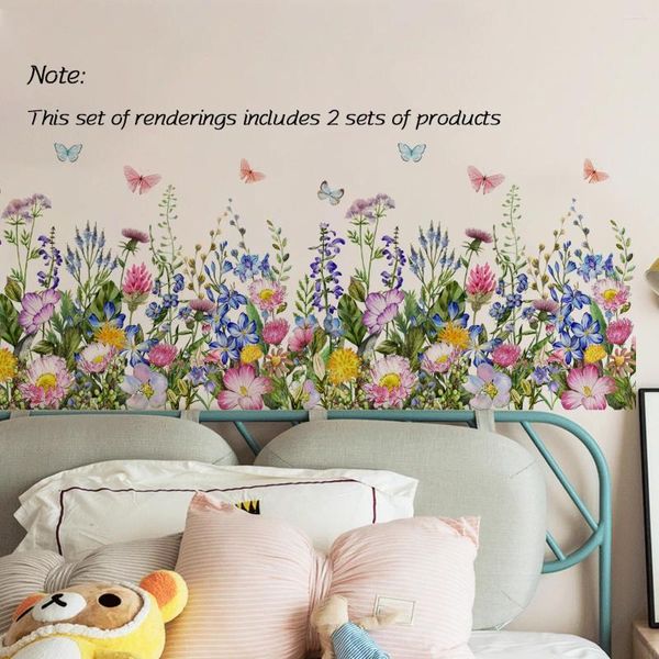 Fonds d'écran 2pcs Creative Butterfly Flower Fond Sticker Wall Stick Room Bedroom Decorative Sticker Home Decor MS8611