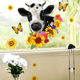 Fonds d'écran 30 30cm vache laitière tournesol papillon autocollant mural fenêtre salon chambre étude restaurant décoration ct4032