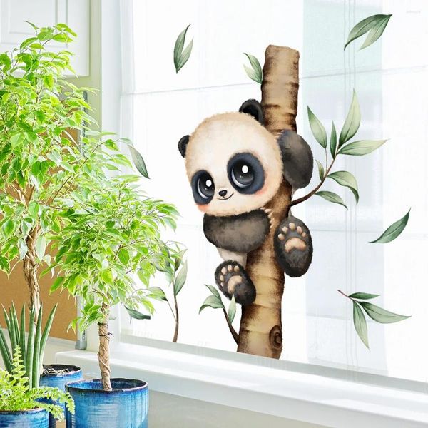 Fonds d'écran 30 40cm dessin animé animal panda autocollant statique salon maison décorative mur double face verre visuel Dj4047